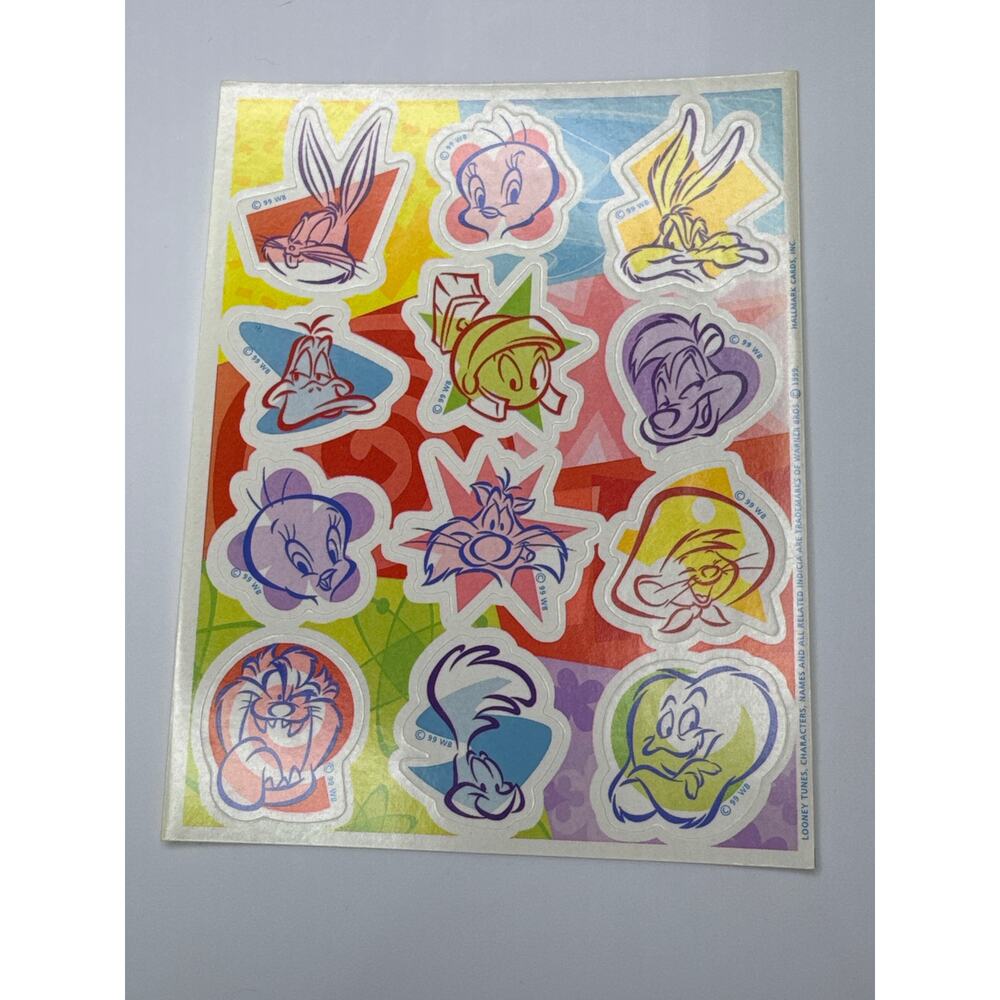 Looney Tunes Heartline Hallmark Warner Brothers Character Sticker Sheet NEW
